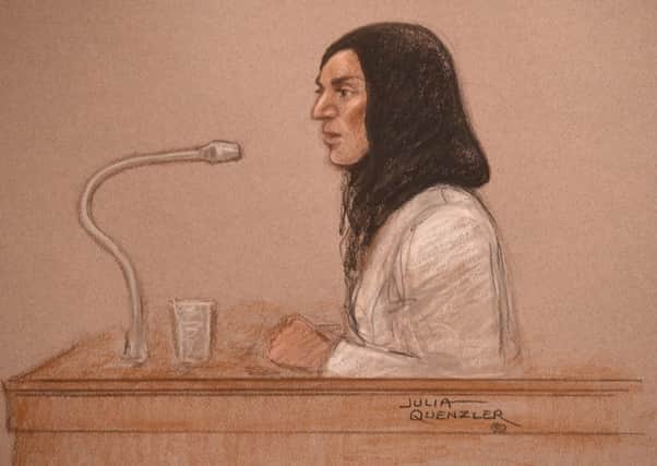 Fazila Aswat, an assistant to Jo Cox MP, in a court artist's drawing during the murder trial at the Old Bailey. Picture: SWNS