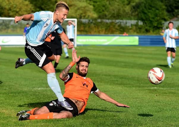 Rhys Davies slotted home a second half penalty to draw Liversedge level during their Northern Counties East League Premier Division game against Albion Sports