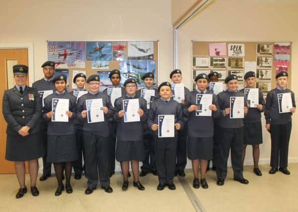 Members of the 2490 (Spen Valley) Squadron with their certificates.