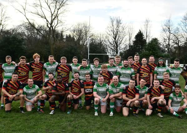 The Sharks and Celtic players line-up before last Saturdays Ben Restall Memorial Trophy game,