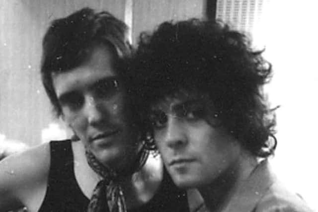 Hanging Heaton man Paul Fenton with T. Rex frontman Marc Bolan in the 1970s.
