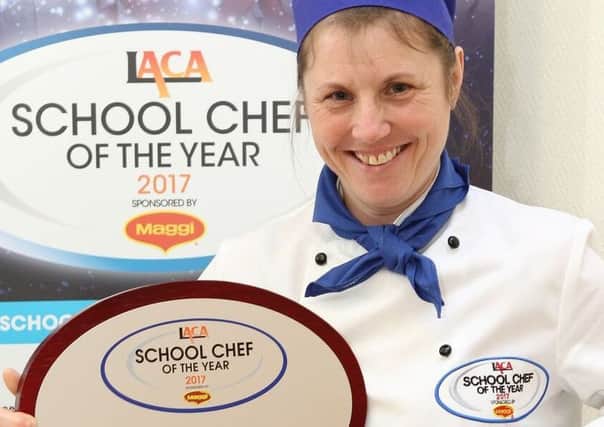 Tracy Healy toasts her School Chef of the Year award.