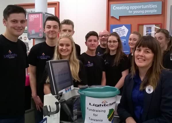 Lightcliffe Academy students during their campaign at the Tesco store.