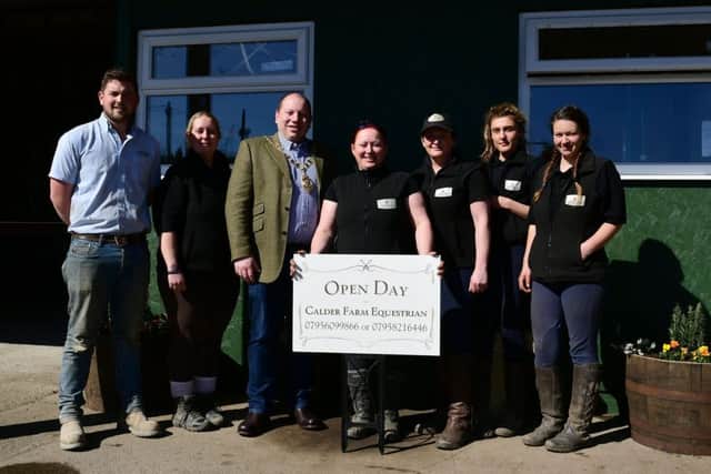 ACTIVITIES: Calder Farm Equestrian open day Julie Gosney and staff with Mayor Sean Guy
