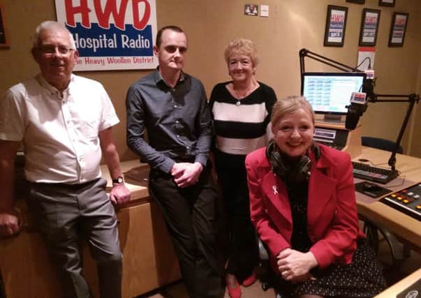 STUDIO TIME: Batley and Spen MP Tracy Brabin tries out the refurbished radio studio with (from left) HWD Hospital Radios chairman Mike Binns, engineer Damien Tyson and president Pat Rhodes.