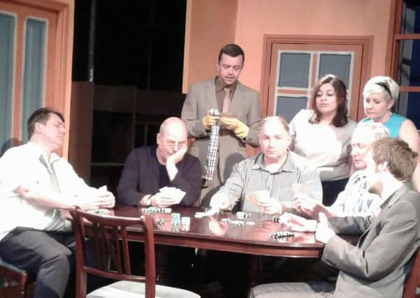 FUN ON THE CARDS: The cast of the Odd Couple rehearse for the new show.