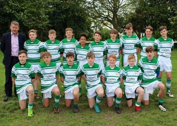 Dewsbury Celtic Under-14s pictured in their new kit,  donated by Daryl Senior on behalf of Crown Paints.