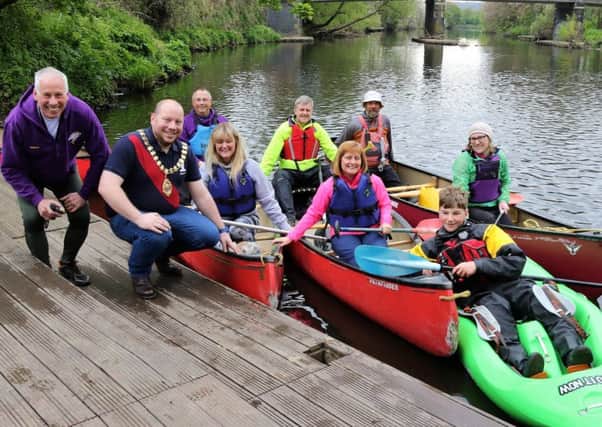 Pennine Canoe and Rowing Club members with the Mayor of Mirfield Sean Guy.