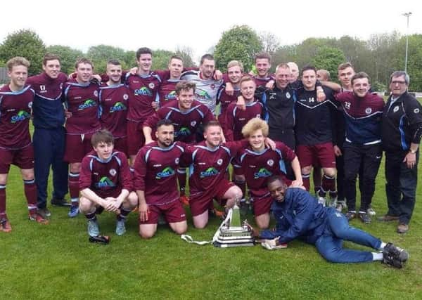 Littletown celebrate winning the West Riding County Amateur Premier Division Cup at Brighouse Town last Saturday.