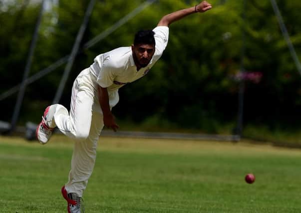 Roheil Hussain in action for Batley as they recorded a first win in 10 attempts of the Bradford Premier League season, as they edged out New Farnley by one wicket last Saturday.