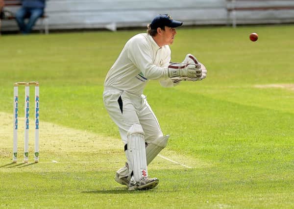Birstall wicketkeeper Ian Carradice during his sides game at Wrenthorpe last Saturday.