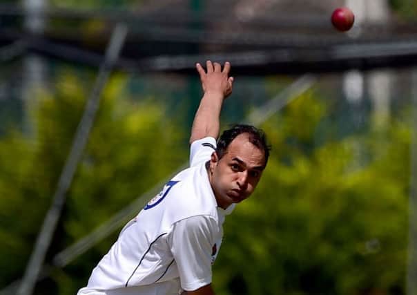 Tariq Hussain broke a crucial Pudsey Congs partnership when he claimed the wicket of Zahid Nissar.