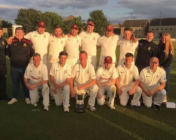 Woodlands Second team celebrate winning the Crowther Cup after victory over New Farnley on Monday as the club completed a Heavy Woollen double. Woodlands now aim to win the league and target success in this Sundays Priestley Shield final at Methley.