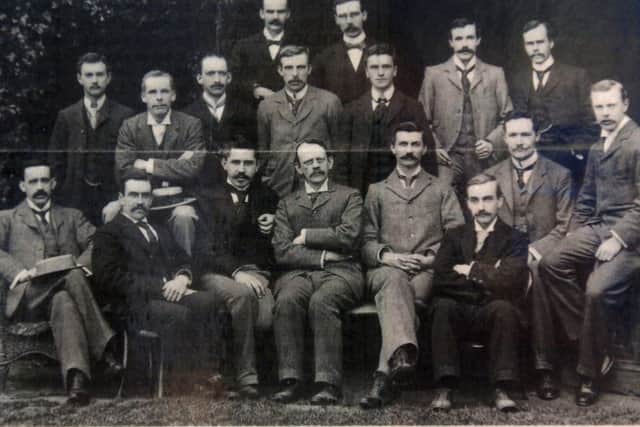 TOP STUDENTS: Sir Owen Willans Richardson is pictured standing first left on back row with fellow physics research students at the Cavendish Laboratory, Cambridge in 1898.