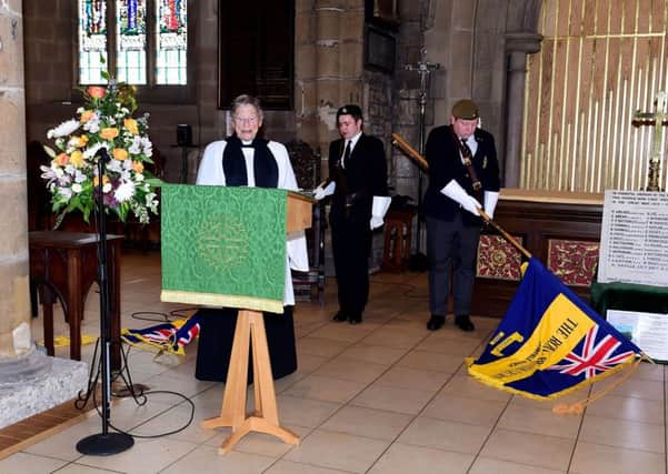 Rev Elizabeth Lee conducts the service to remember Pte Ruddlesden