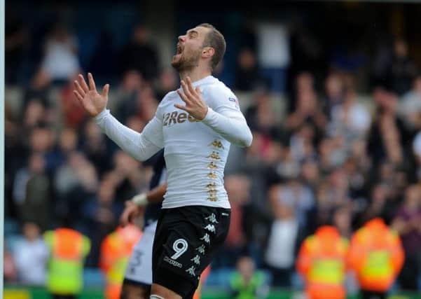 Pierre-Michel Lasogga shows his frustration during Leeds United's match at Millwall.