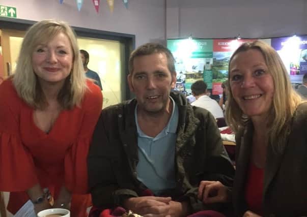 Cleckheaton artist Josie Barraclough, pictured right with her nephew Steven Pickles, had the chance to meet up with former school mate Tracy Brabin during the recent Kirkwood Hospice tea party.