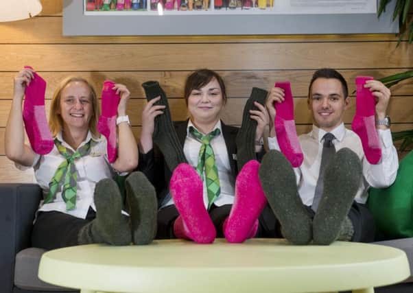 APPEAL: YBS colleagues Claire Byrne, Natalie Butterworth and Adam Waterfall launch Socktober.