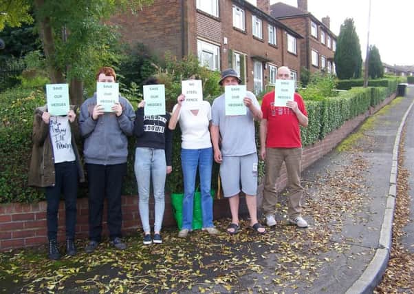 Some of the residents protest against removal of their hedges and replacement by railings at Turnsteads Drive, Ckeckheaton