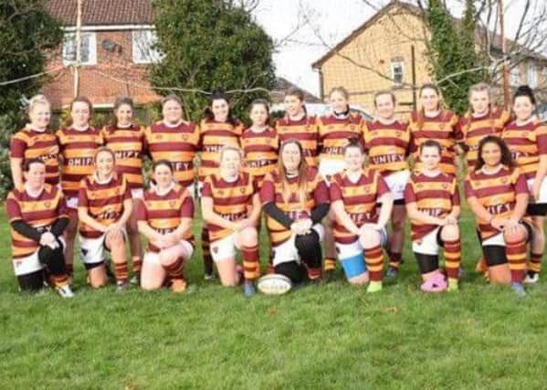 Dewsbury Moor Ladies in a new strip to commemorate the clubs 50th annivers