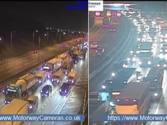 Traffic jams this morning following the westbound closure of the M62
