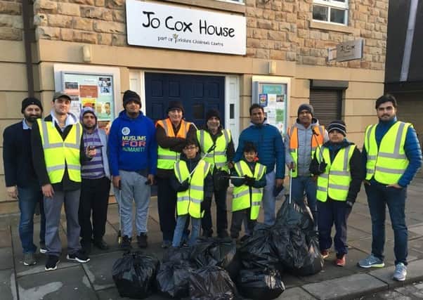 CLEAN START TO YEAR: Young Muslims from Spen Valley take part in the Big Street Clean.
