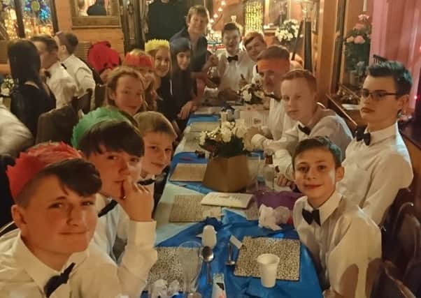 FINE MEAL: 868 Squadron Cadets enjoy the Dining-In Night.