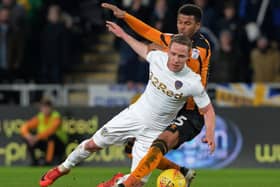 Leeds United debutant Adam Forshaw battles for the ball with Hull City's Fraizer Campbell. Picture: Bruce Rollinson