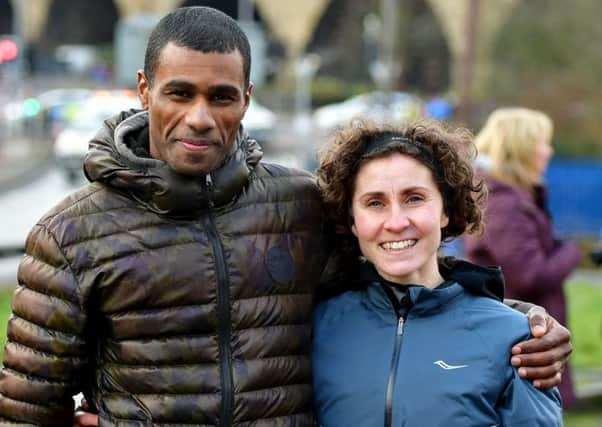Mohammed Abu-Rezeq won the Dewsbury 10K for a fifth straight year, with women's race winner Charlene Thomas.