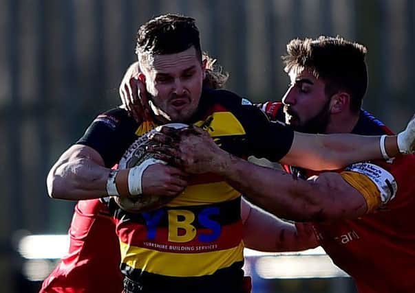 Dewsbury Rams scrum-half Gareth Moore was taken to hospital on Sunday and will be assessed ahead of the trip to Rochdale Hornets. Pic: Paul Butterfield