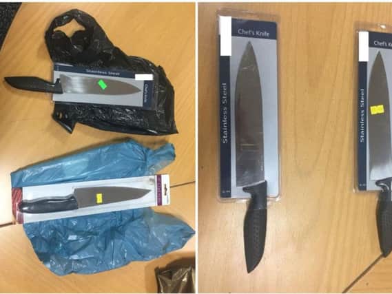 Some of the knives illegally sold to under 18s at shops tested in West Yorkshire.