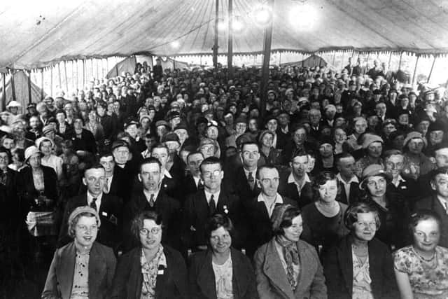 DEWSBURY'S GREAT TENT CRUSADE: Church of Holiness Tabernacle in Dewsbury in 1934, later to merge with Church of the Nazarene.