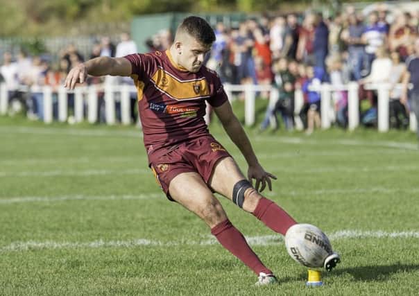 Dewsbury Moor half-back Aidan Ineson produced a man-of-the-match performance and landed four conversions to help his side defeat Dudley Hill 24-6 in the Maroons final warm-up game before the new National Conference League season. Picture: Allan McKenzie