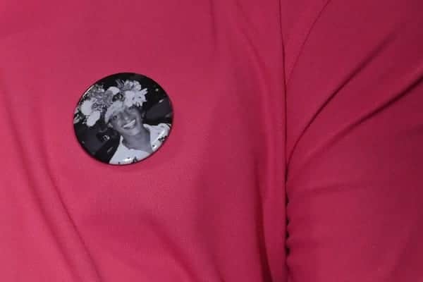 A man wears a button with a picture of Marsha P. Johnson during an event at the The Lesbian, Gay, Bisexual &amp; Transgender Community Centre in New York in May 2019 (Photo: TIMOTHY A. CLARY/AFP via Getty Images)